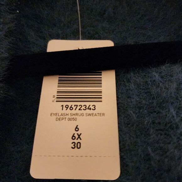 6X 30W Torrid Blue Shrug Eyelash Sweater Bolero Textured Knit Crop 90s Y2K Fuzzy - Picture 8 of 8